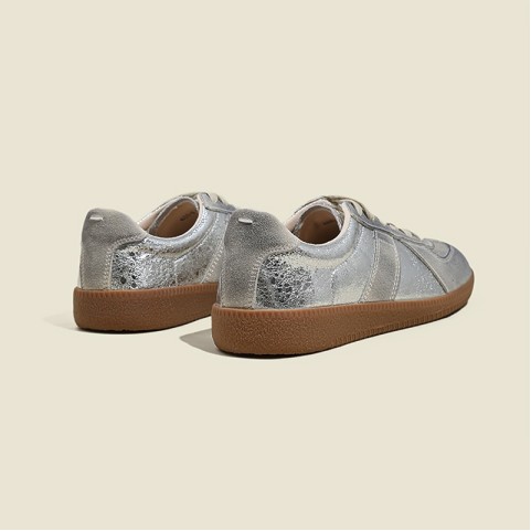 Silver Genuine Leather Casual Shoes