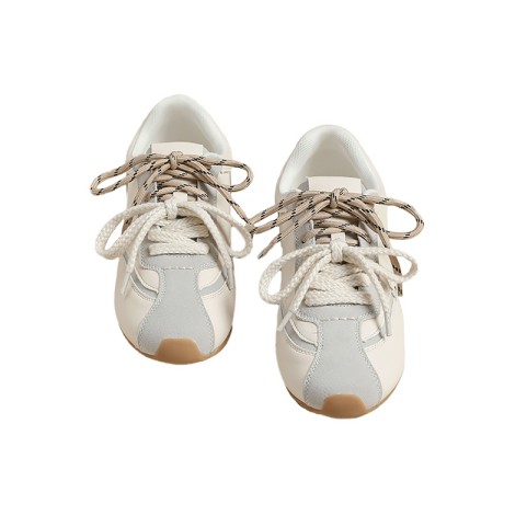 Contrast Color Genuine Leather Flats