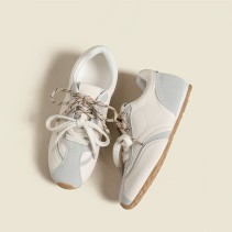 Contrast Color Genuine Leather Flats