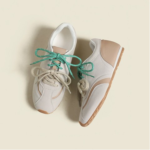 Contrast Color Genuine Leather Flats